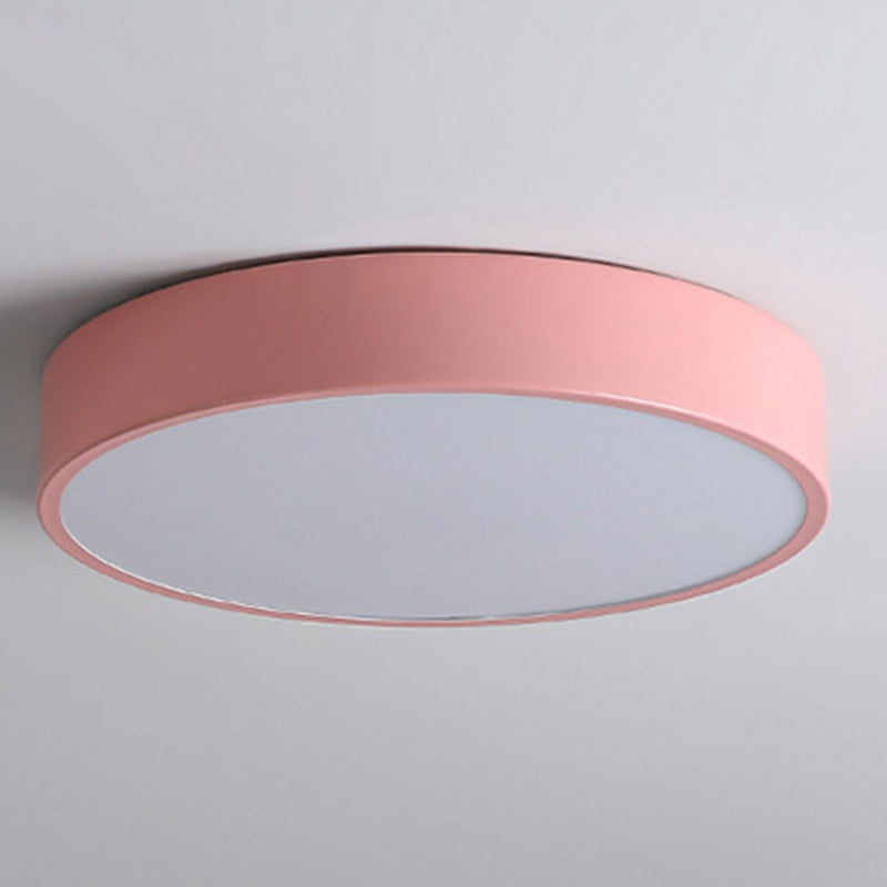 Round Shape LED Ceiling Lamp Macaroon Simple Style Iron 1 Light Flush Mount for Aisle
