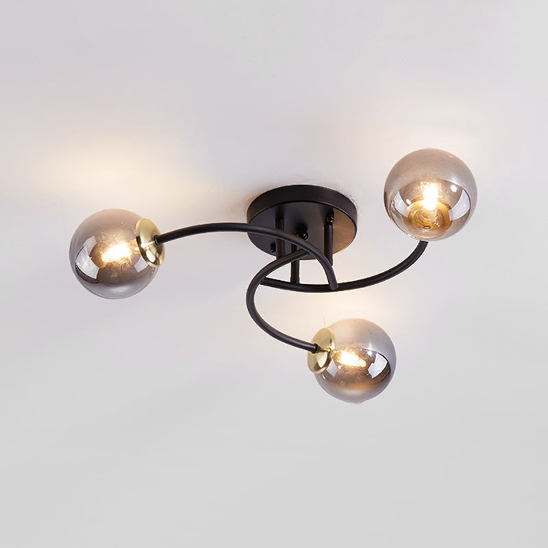 Simplicity Ball Shape Semi Flush Mount Lighting Glass Bedroom Semi Flush Ceiling Light