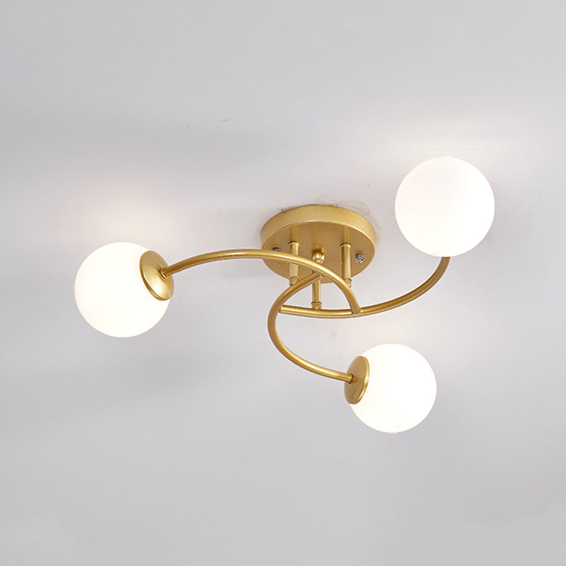 Simplicity Ball Shape Semi Flush Mount Lighting Glass Bedroom Semi Flush Ceiling Light