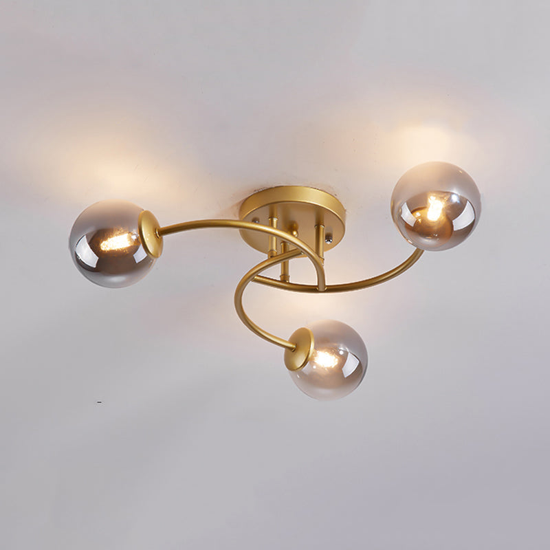 Simplicity Ball Shape Semi Flush Mount Lighting Glass Bedroom Semi Flush Ceiling Light