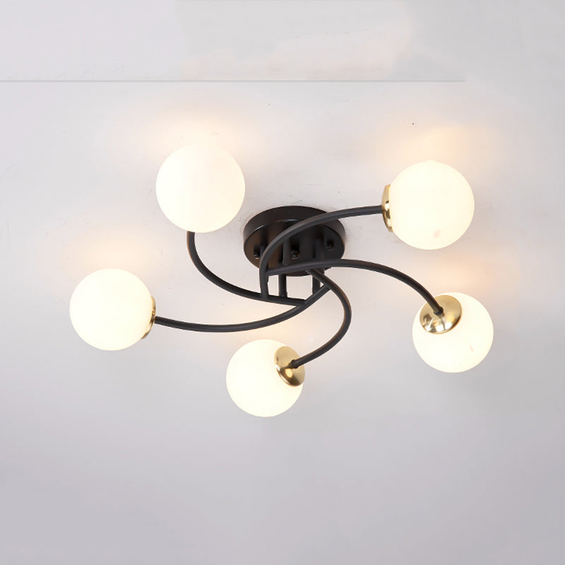 Simplicity Ball Shape Semi Flush Mount Lighting Glass Bedroom Semi Flush Ceiling Light
