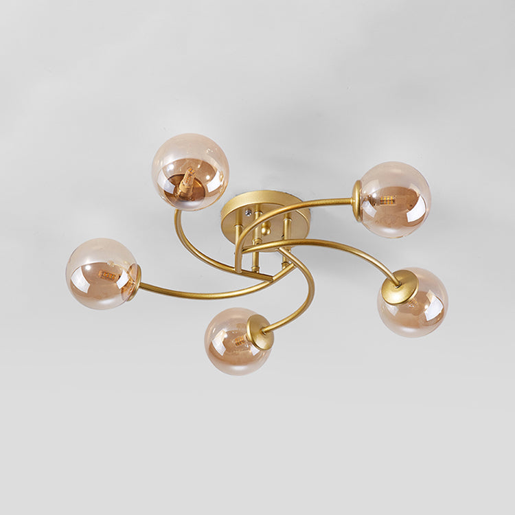 Simplicity Ball Shape Semi Flush Mount Lighting Glass Bedroom Semi Flush Ceiling Light