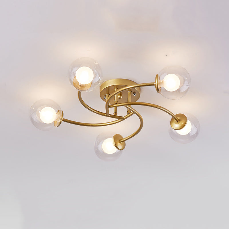 Simplicity Ball Shape Semi Flush Mount Lighting Glass Bedroom Semi Flush Ceiling Light