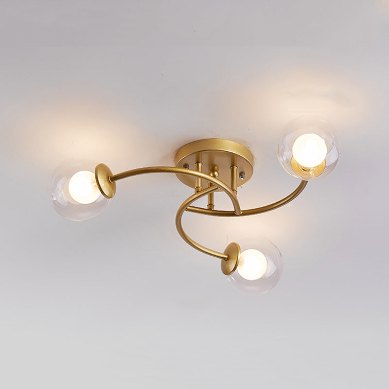Simplicity Ball Shape Semi Flush Mount Lighting Glass Bedroom Semi Flush Ceiling Light