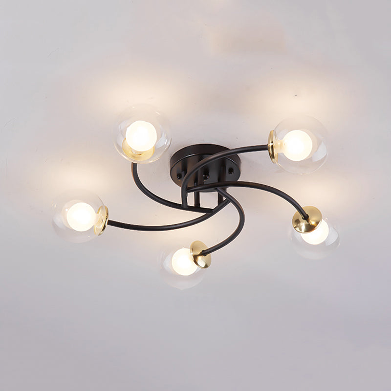 Simplicity Ball Shape Semi Flush Mount Lighting Glass Bedroom Semi Flush Ceiling Light