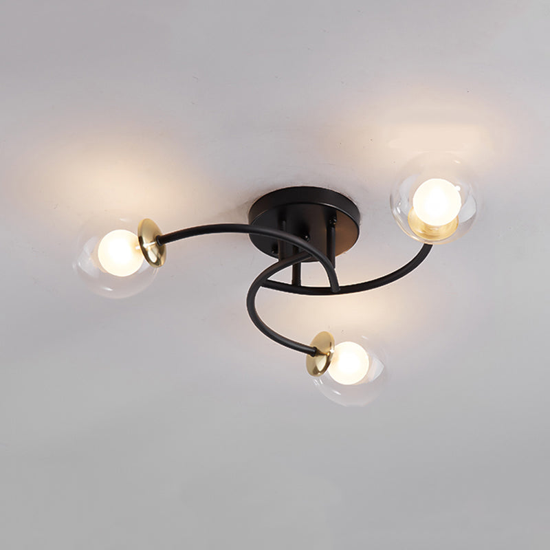 Simplicity Ball Shape Semi Flush Mount Lighting Glass Bedroom Semi Flush Ceiling Light