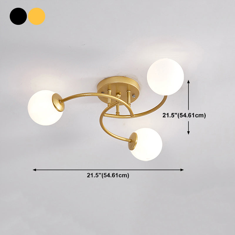 Simplicity Ball Shape Semi Flush Mount Lighting Glass Bedroom Semi Flush Ceiling Light