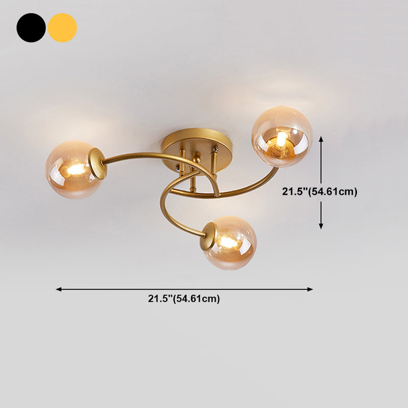Simplicity Ball Shape Semi Flush Mount Lighting Glass Bedroom Semi Flush Ceiling Light