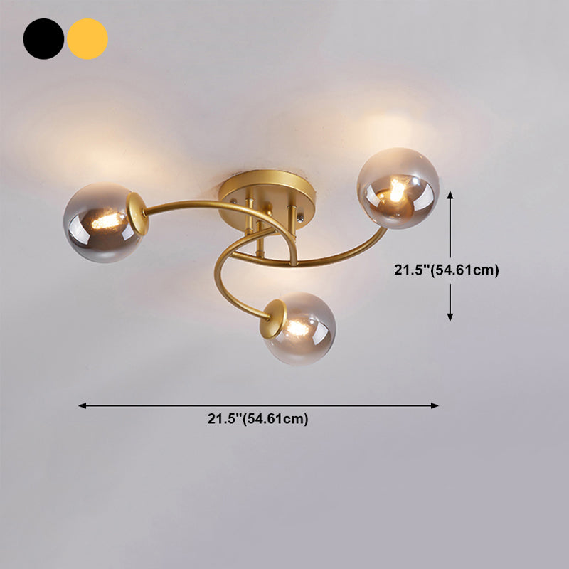 Simplicity Ball Shape Semi Flush Mount Lighting Glass Bedroom Semi Flush Ceiling Light