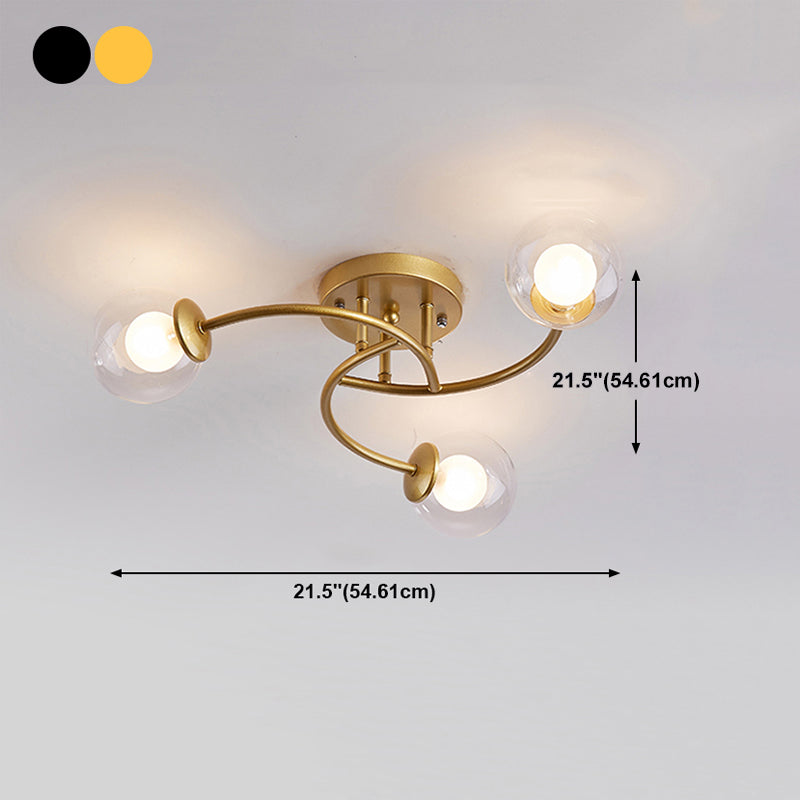 Simplicity Ball Shape Semi Flush Mount Lighting Glass Bedroom Semi Flush Ceiling Light