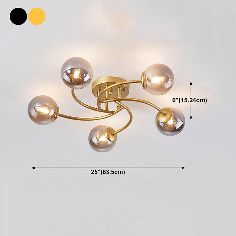 Simplicity Ball Shape Semi Flush Mount Lighting Glass Bedroom Semi Flush Ceiling Light