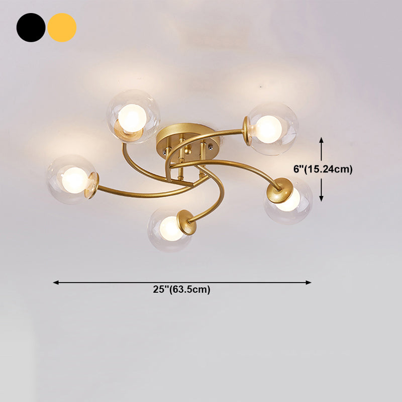 Simplicity Ball Shape Semi Flush Mount Lighting Glass Bedroom Semi Flush Ceiling Light