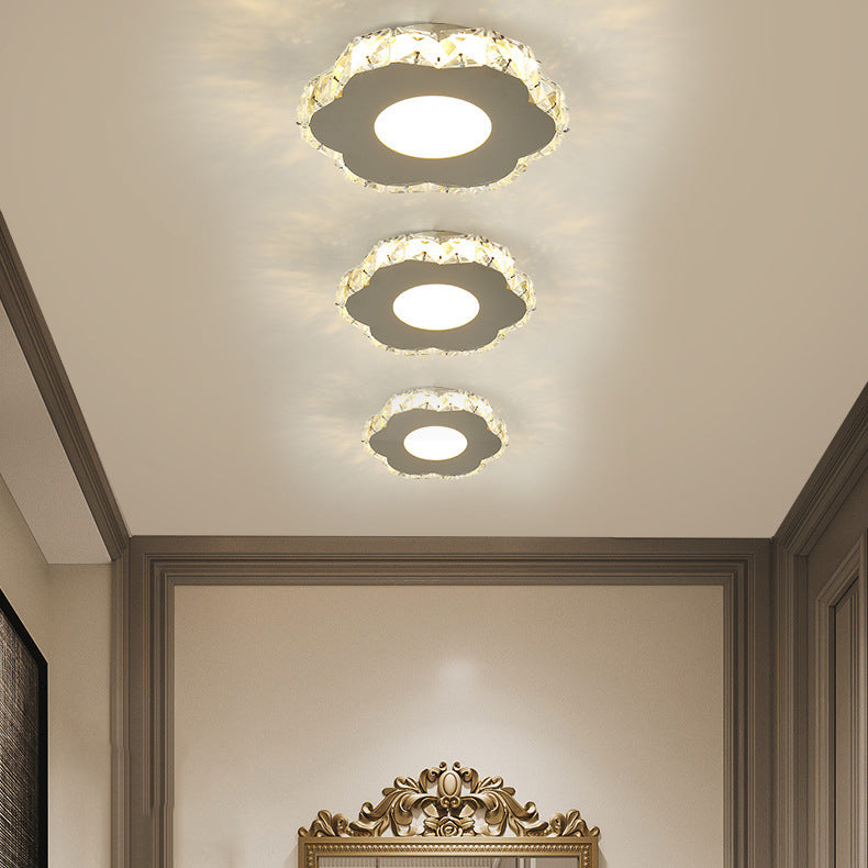 Silver Shaded Semi Flush Mount Lighting Modern LED Crystal Ceiling Light Fixture