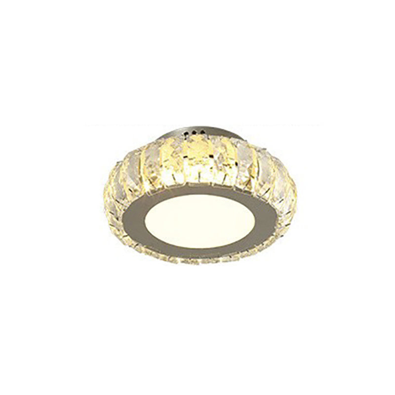 Silver Shaded Semi Flush Mount Lighting Modern LED Crystal Ceiling Light Fixture