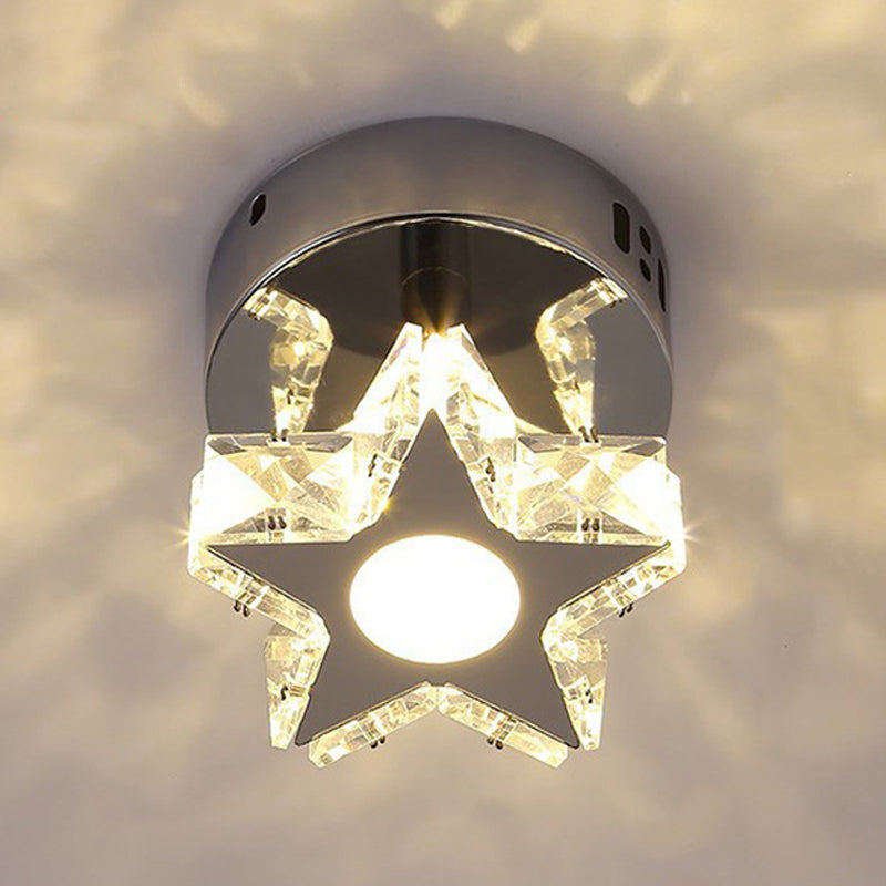 Silver Shaded Semi Flush Mount Lighting Modern LED Crystal Ceiling Light Fixture