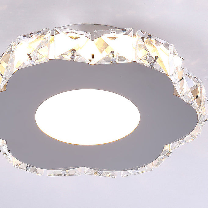 Silver Shaded Semi Flush Mount Lighting Modern LED Crystal Ceiling Light Fixture