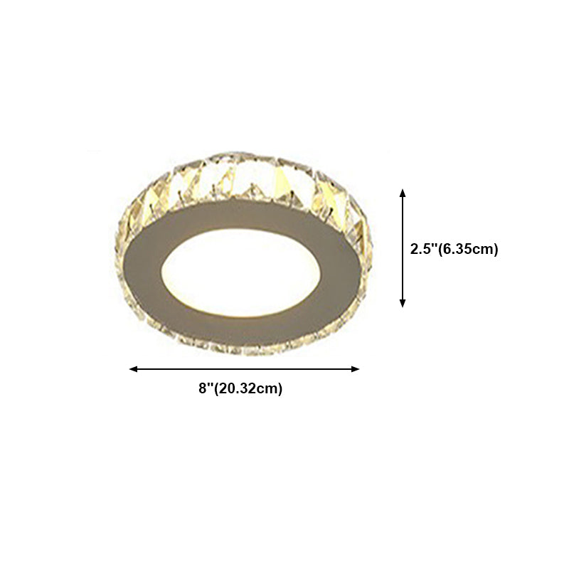 Silver Shaded Semi Flush Mount Lighting Modern LED Crystal Ceiling Light Fixture