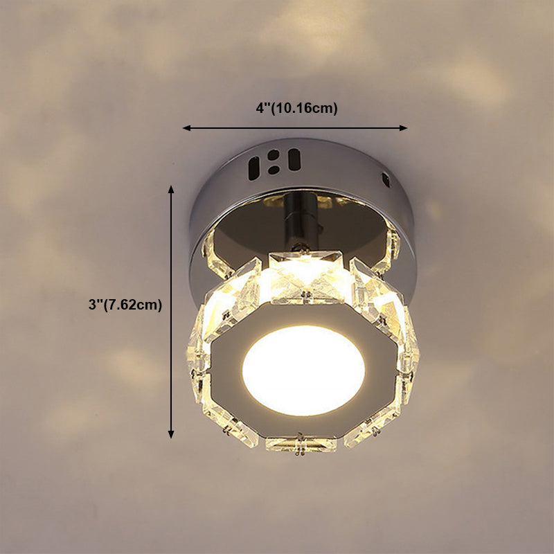 Silver Shaded Semi Flush Mount Lighting Modern LED Crystal Ceiling Light Fixture