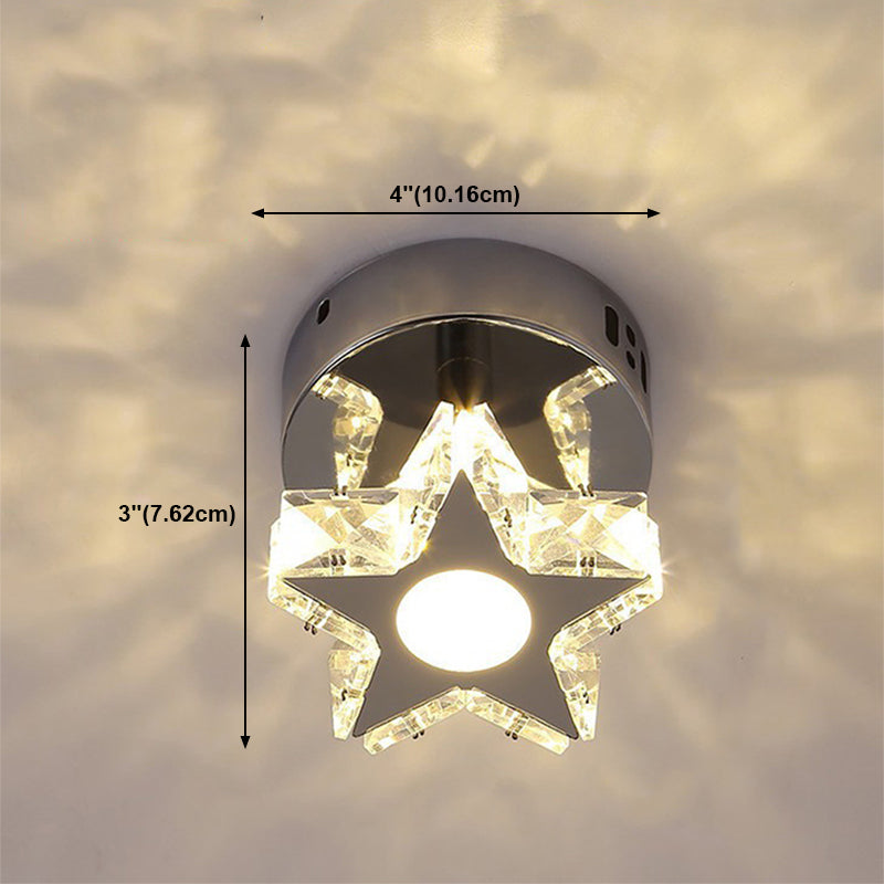 Silver Shaded Semi Flush Mount Lighting Modern LED Crystal Ceiling Light Fixture