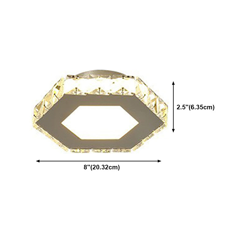 Silver Shaded Semi Flush Mount Lighting Modern LED Crystal Ceiling Light Fixture