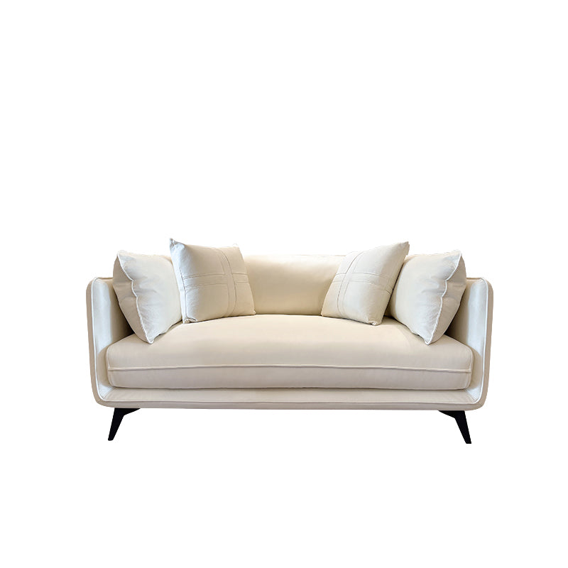 Modern Stain-Resistant Faux Leather Sofa Square Arm Sectional for Apartment