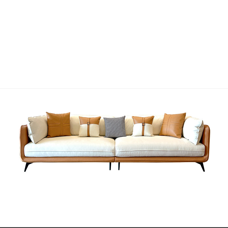 Modern Stain-Resistant Faux Leather Sofa Square Arm Sectional for Apartment