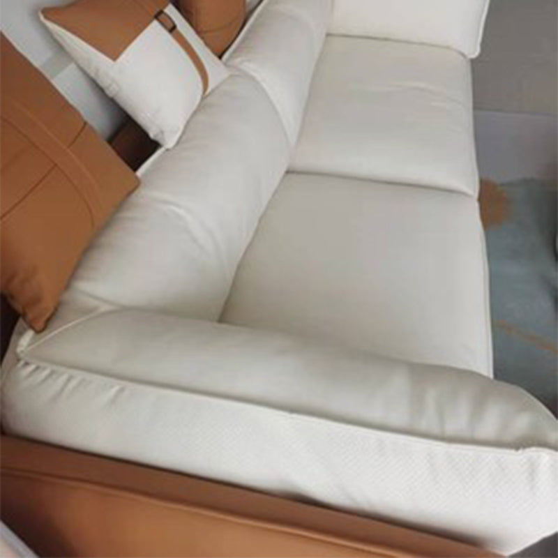 Modern Stain-Resistant Faux Leather Sofa Square Arm Sectional for Apartment