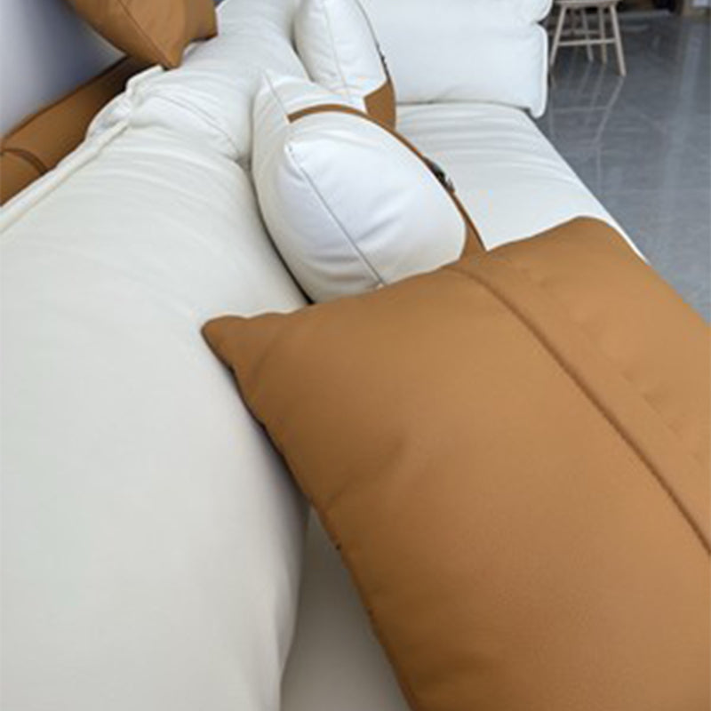 Modern Stain-Resistant Faux Leather Sofa Square Arm Sectional for Apartment