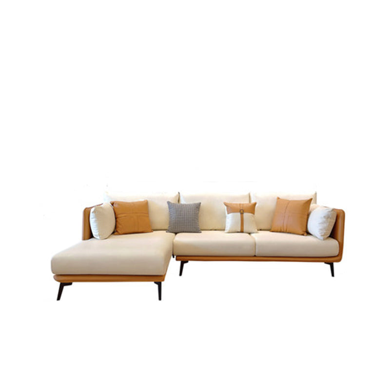 Modern Stain-Resistant Faux Leather Sofa Square Arm Sectional for Apartment