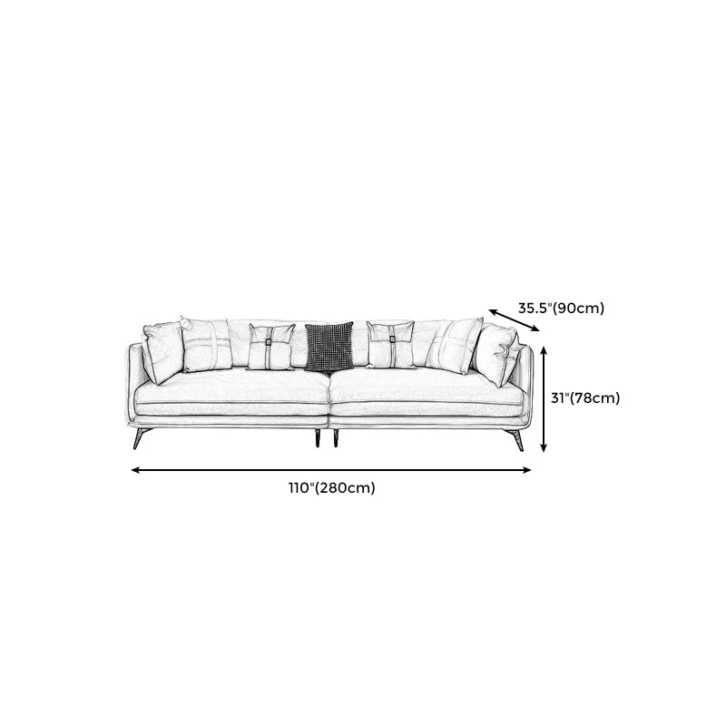 Modern Stain-Resistant Faux Leather Sofa Square Arm Sectional for Apartment