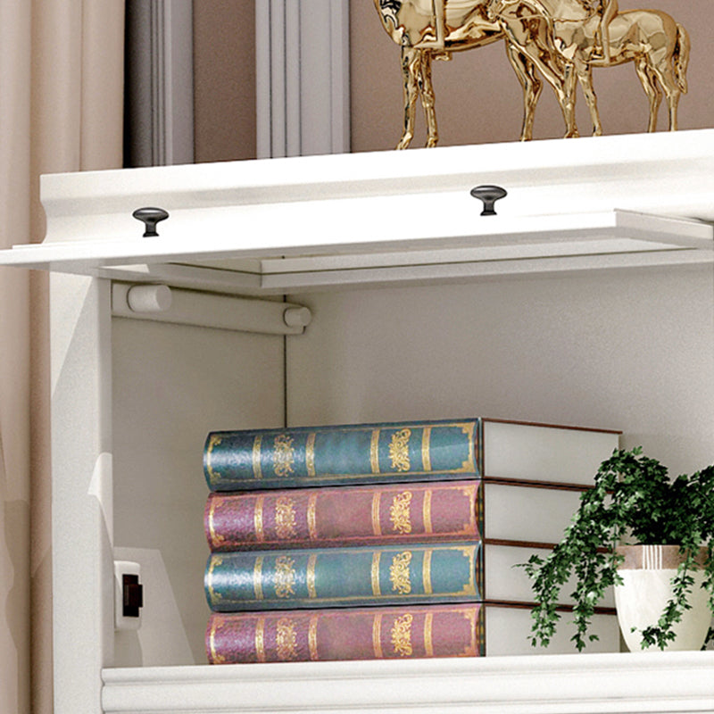 12.80"W Bookcase Contemporary Style Solid Wood Bookshelf for Home Office with Doors