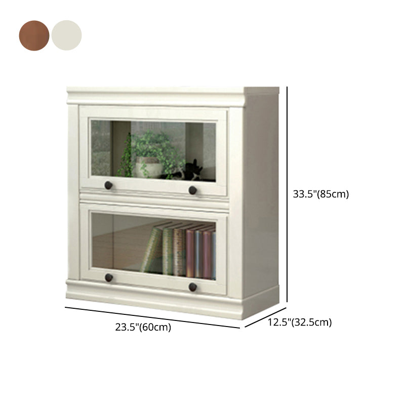 12.80"W Bookcase Contemporary Style Solid Wood Bookshelf for Home Office with Doors