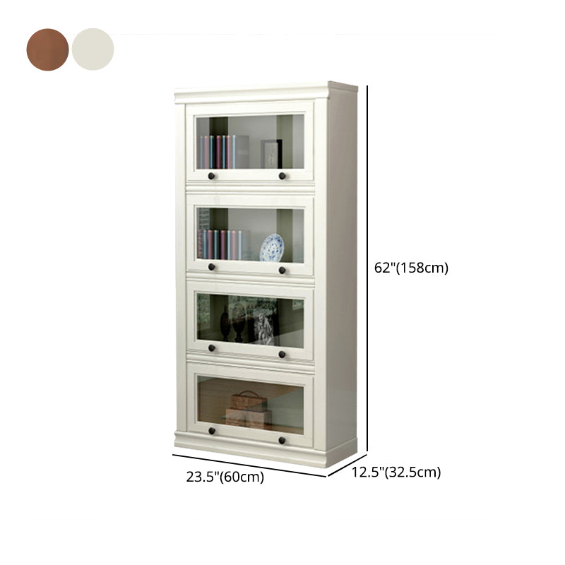 12.80"W Bookcase Contemporary Style Solid Wood Bookshelf for Home Office with Doors