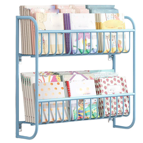 Contemporary Wall Mounted Bookshelf Metal Closed Back Bookcase for Home