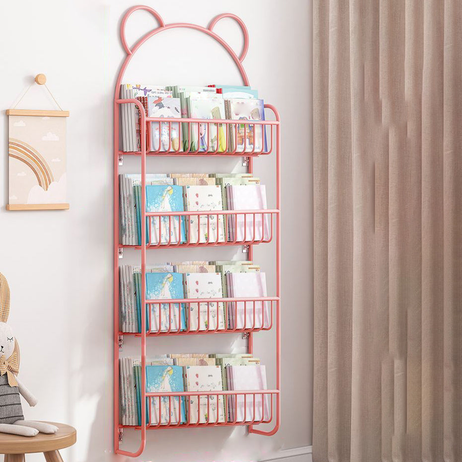 Contemporary Wall Mounted Bookshelf Metal Closed Back Bookcase for Home