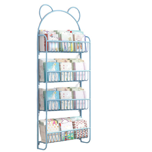 Contemporary Wall Mounted Bookshelf Metal Closed Back Bookcase for Home