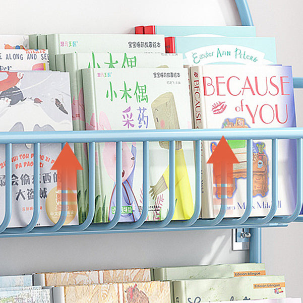 Contemporary Wall Mounted Bookshelf Metal Closed Back Bookcase for Home