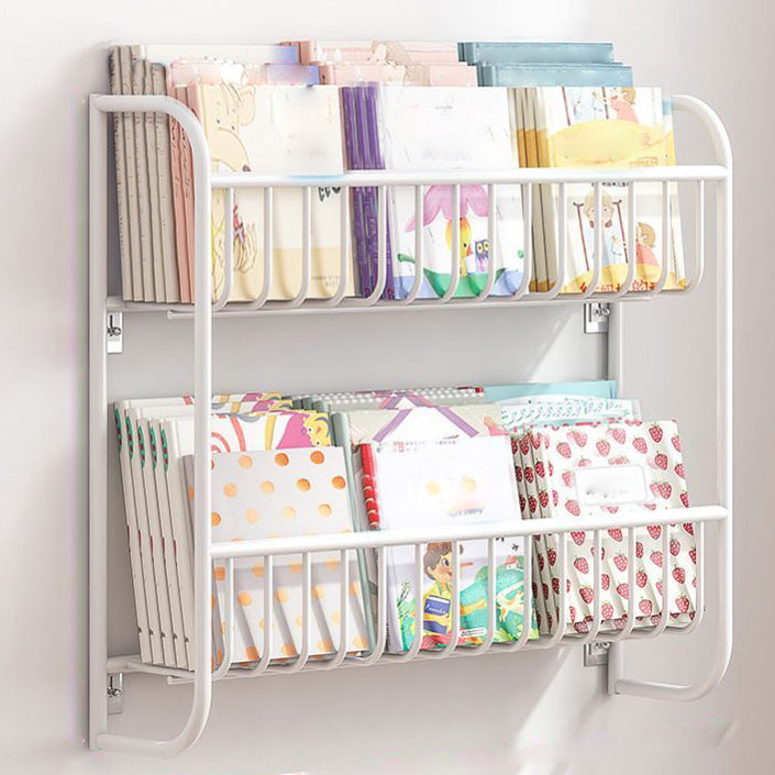 Contemporary Wall Mounted Bookshelf Metal Closed Back Bookcase for Home