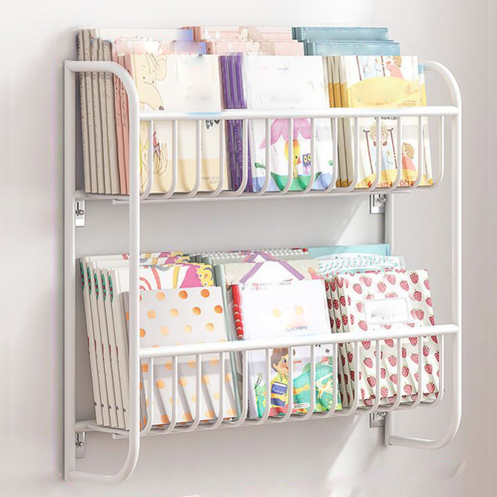 Contemporary Wall Mounted Bookshelf Metal Closed Back Bookcase for Home