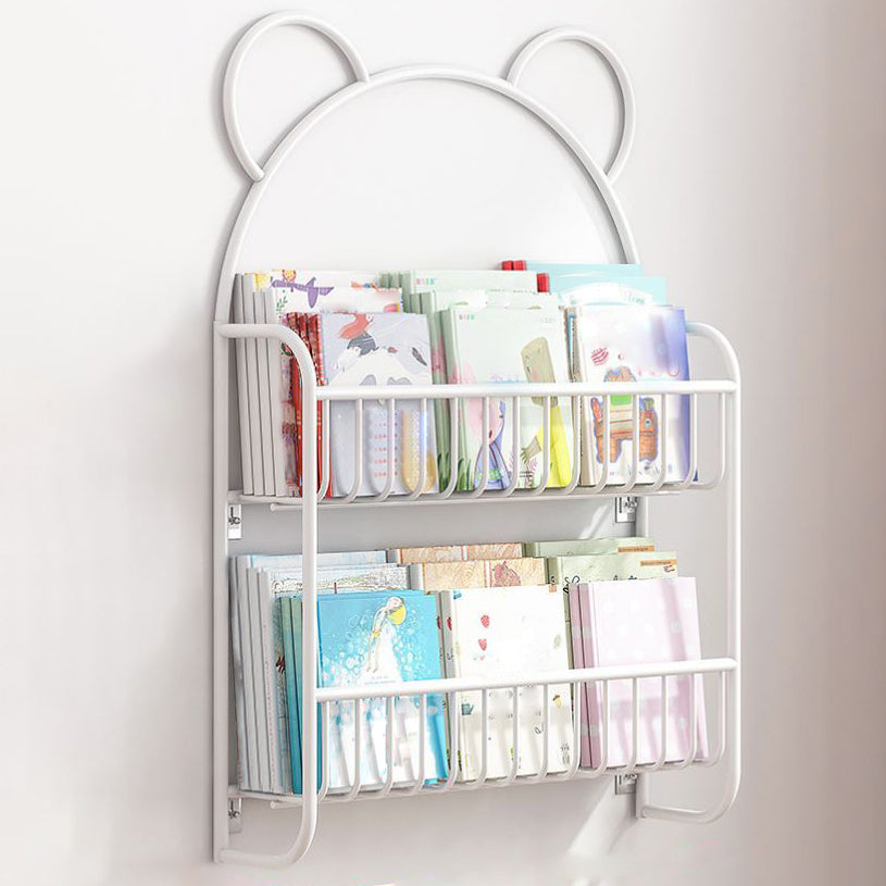 Contemporary Wall Mounted Bookshelf Metal Closed Back Bookcase for Home