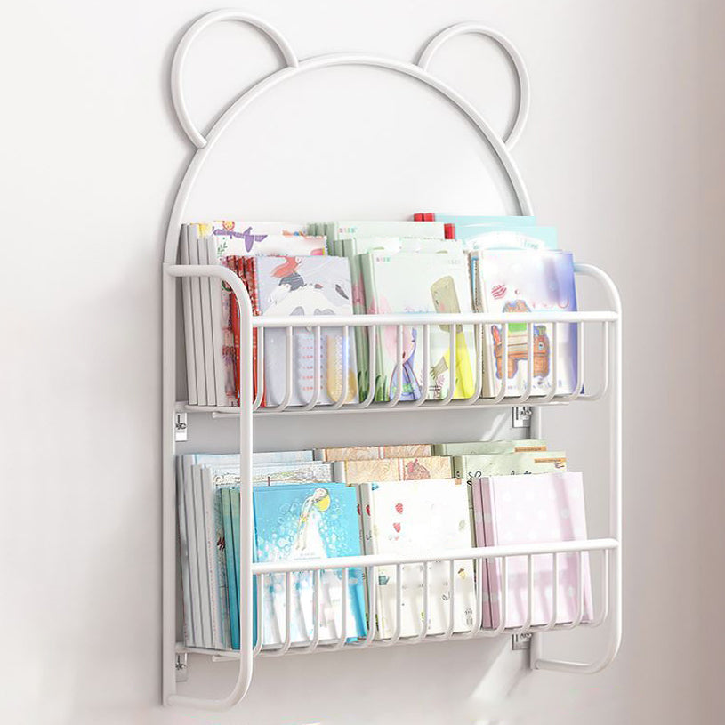 Contemporary Wall Mounted Bookshelf Metal Closed Back Bookcase for Home