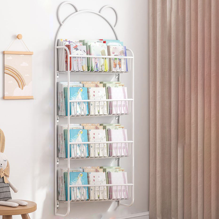 Contemporary Wall Mounted Bookshelf Metal Closed Back Bookcase for Home