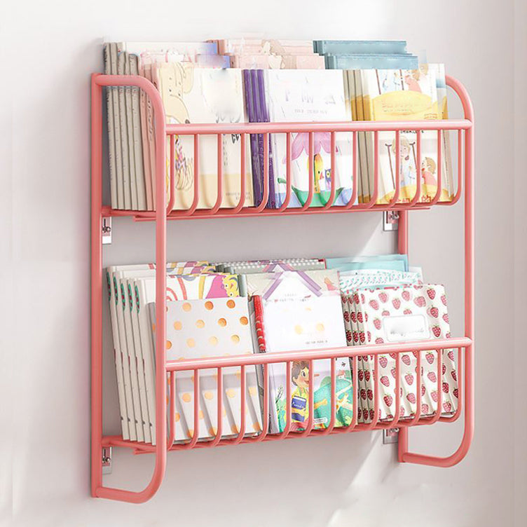 Contemporary Wall Mounted Bookshelf Metal Closed Back Bookcase for Home