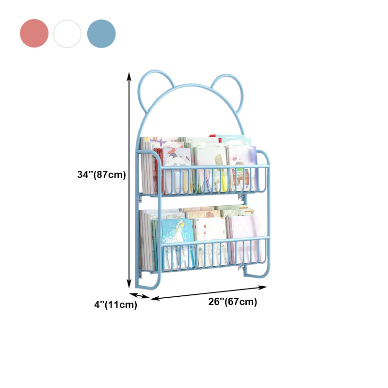 Contemporary Wall Mounted Bookshelf Metal Closed Back Bookcase for Home