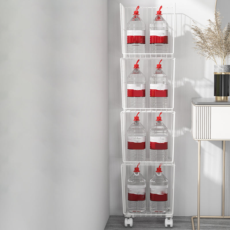 Modern Style Bookshelf Standard Closed Back Metal Bookcase for Home with Wheels