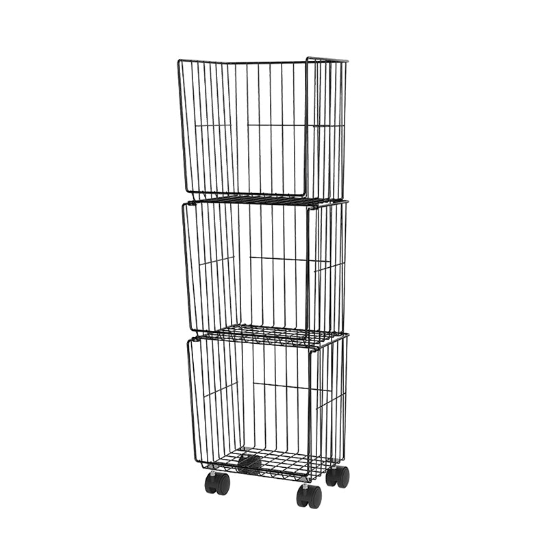 Modern Style Bookshelf Standard Closed Back Metal Bookcase for Home with Wheels