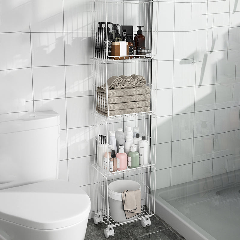 Modern Style Bookshelf Standard Closed Back Metal Bookcase for Home with Wheels