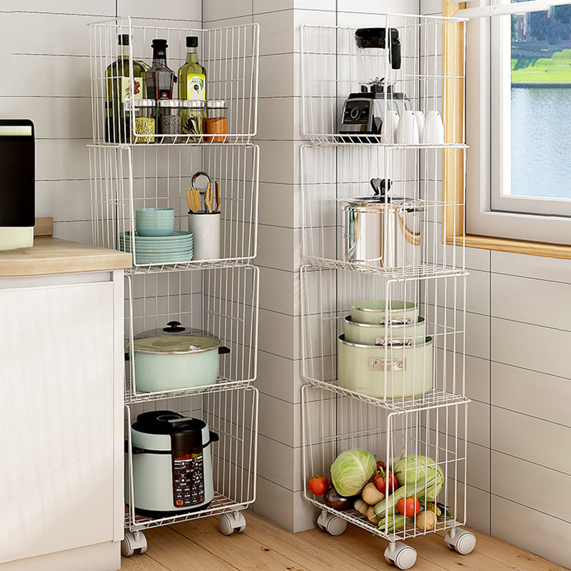 Modern Style Bookshelf Standard Closed Back Metal Bookcase for Home with Wheels