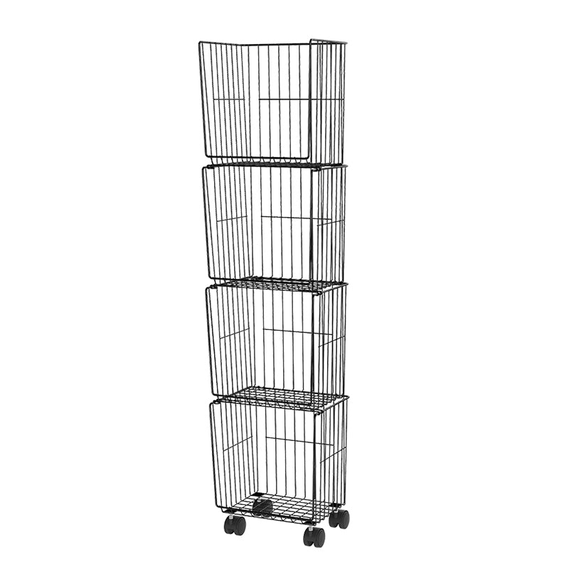 Modern Style Bookshelf Standard Closed Back Metal Bookcase for Home with Wheels