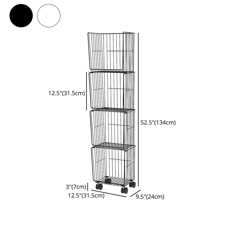 Modern Style Bookshelf Standard Closed Back Metal Bookcase for Home with Wheels
